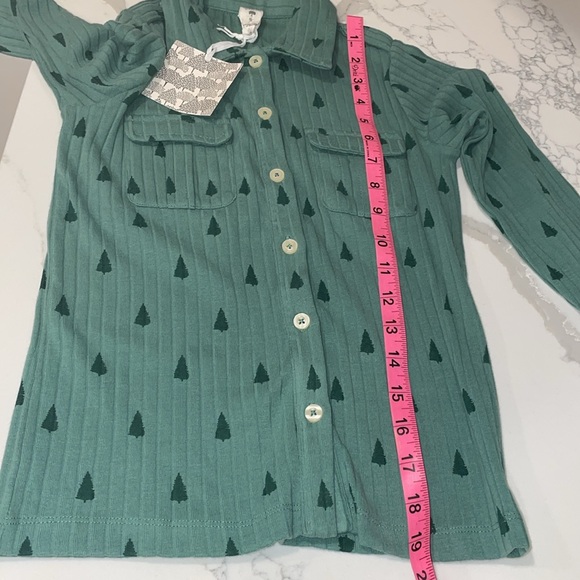 Kate Quinn Kids Green Tree Button up Collar Pocket Shirt 6 - Picture 10 of 10